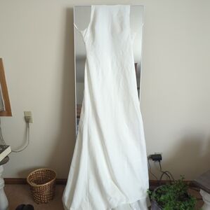 Stretch Crepe Bateau Sleeveless Wedding Dress Sweep / Brush Train